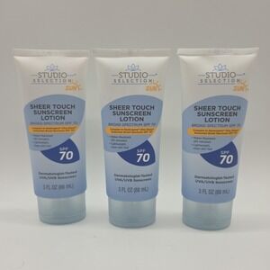 Lot 3 STUDIO SELECTION Sheer Touch Sunscreen Lotion w Broad Spectrum SPF 70 3 oz